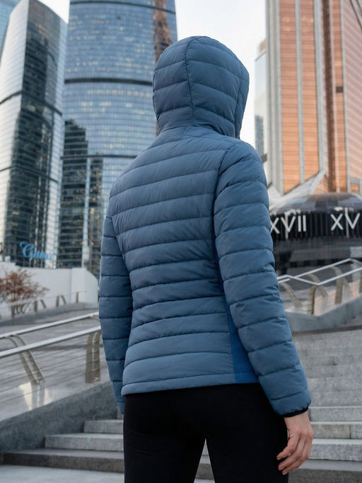 Куртка женская гибридная стёганая с капюшоном с графеновой подкладкой синего цвета 9622_1S - Valianly фото 21
