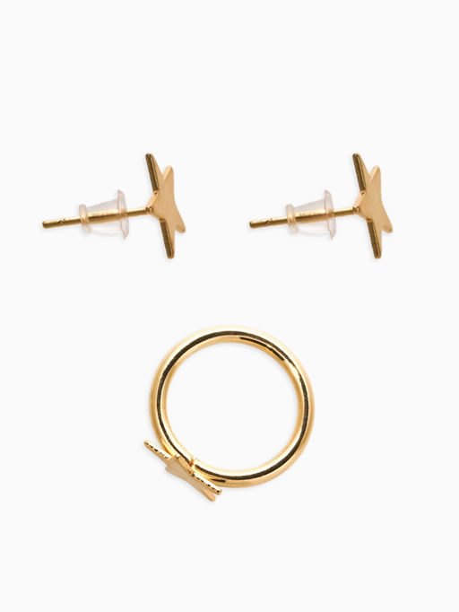 Набор детский «Выбражулька. Космос», 3 предмета: бусы, пусеты, кольцо, розовый, золотой