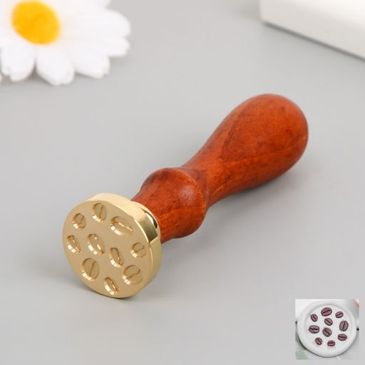 Печать для сургуча с деревянной ручкой «Зёрна кофе», 9×2.5×2.5 см