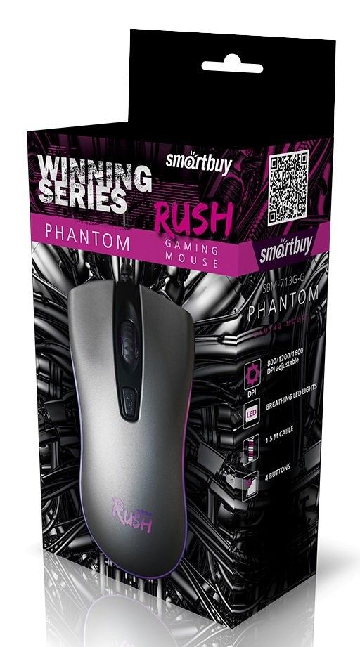 Мышь Smartbuy "RUSH Phantom" 713 металл., USB (SBM-713G-G) игровая