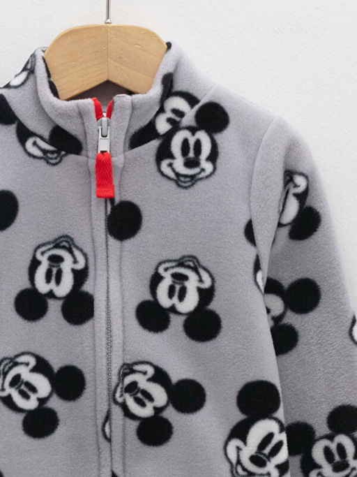Dik Yaka Uzun Kollu Mickey Mouse Bask?l? Polar Erkek Bebek Fermuarl? Sweatshirt - Waikiki фото 3