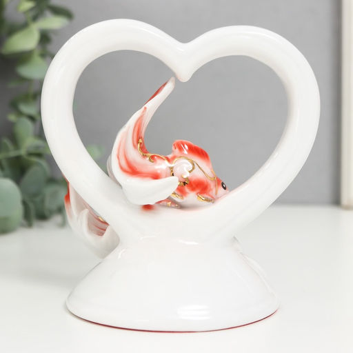 УЦЕНКА Фигурка керамика Золотые рыбки в сердце, 12?7.5?12 см, МИКС