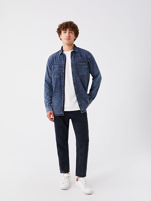 Regular Fit Uzun Kollu Erkek Jean G?mlek