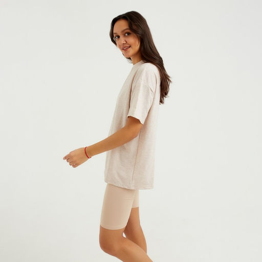 Футболка женская MINAKU OVERSIZE FIT, бежевый меланж, размер 50