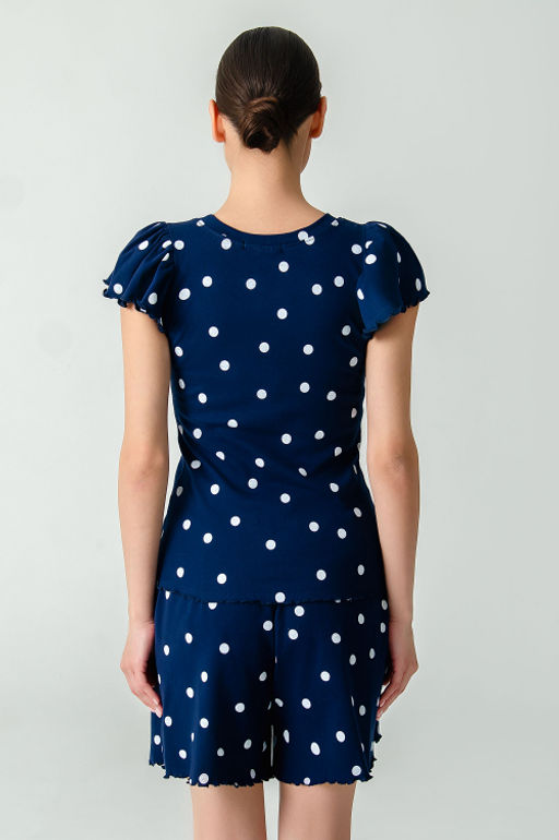 Арт.9176/1 Пижама с шортами 42-48 (4 шт) Цвет:синий, белый - Калинка фото 5