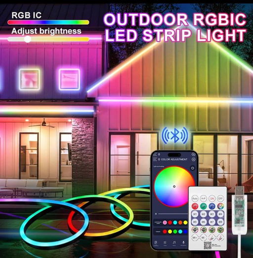 Наружная светодиодная лента RGBIC IP66 10 метров USB, водонепроницаемая, синхронизация музыки, неоновая веревка с управлением через приложение - Family фото 4