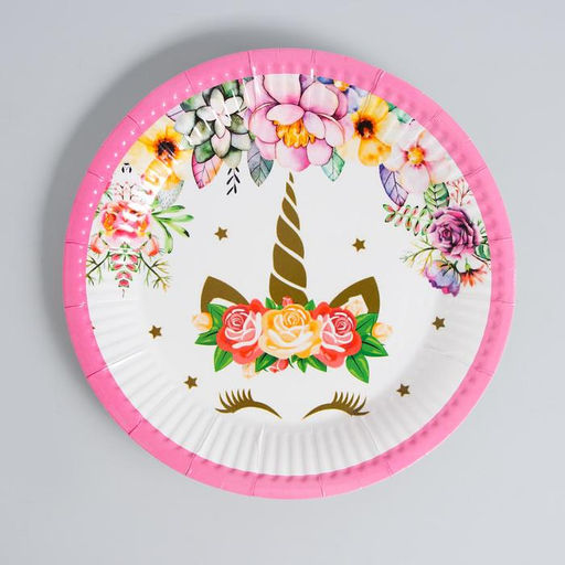 Набор посуды С днём рождения, единорожка, цвет розовый - Страна карнавалия фото 3