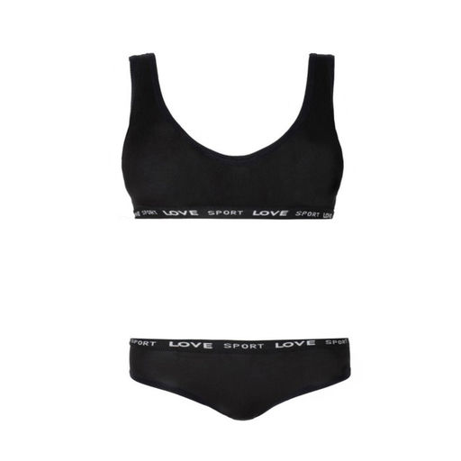 Комплект женский (топ,трусы), цвет чёрный, размер ONE SIZE (42-48)