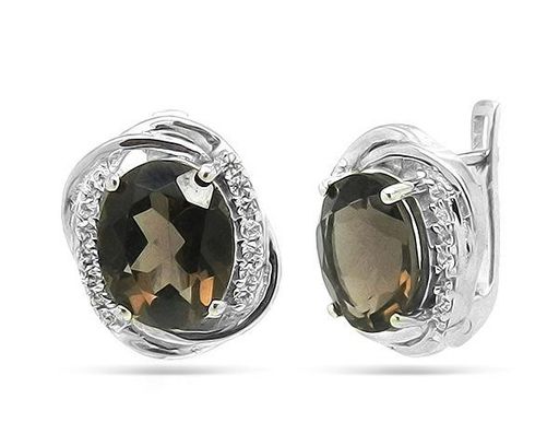 Серьги из серебра раухтопаз, Адели