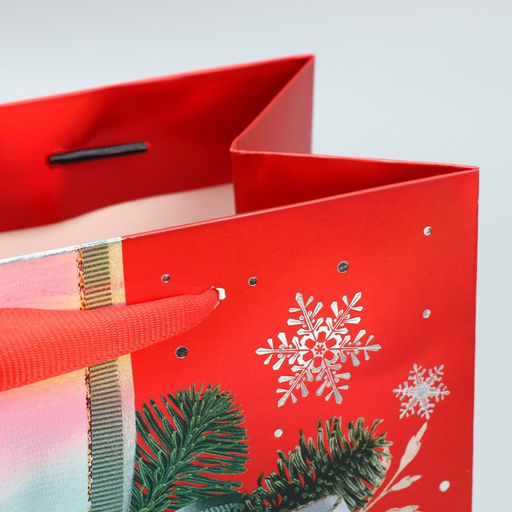 Пакет ламинированный вертикальный Новогодний бант, MS 18 23 10 см - Дарите счастье фото 6