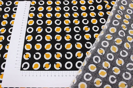 Штапель Витро цв.черный/оранжево-желтый, ш.1.42м, вискоза-100%, 90гр/м.кв - Купава фото 6