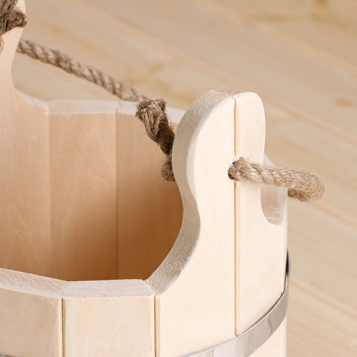 Ведро - запарник для бани и сауны «Емеля», 5 л, липа, нержавеющий обруч, ручка - верёвка, «Добропаровъ»