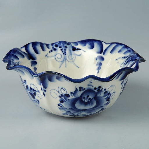 Салатник фарфоровый «Тюльпан», 19×19×7.5 см, гжель