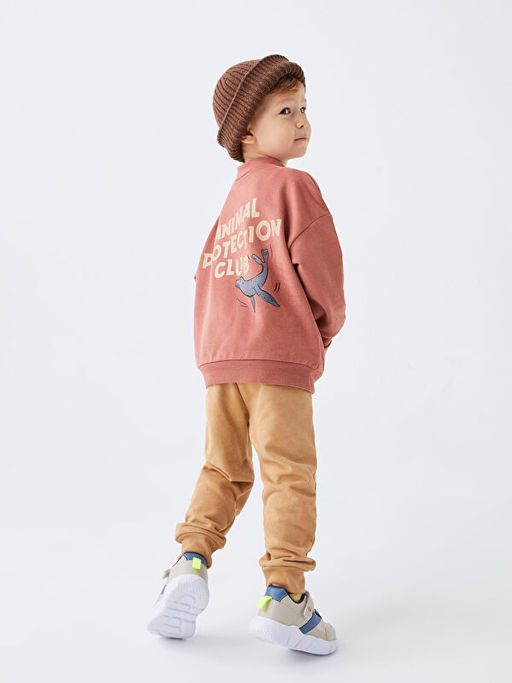 Dik Yaka Uzun Kollu Bask?l? Erkek Bebek Sweatshirt ve E?ofman Alt 2li Tak?m - Waikiki фото 2