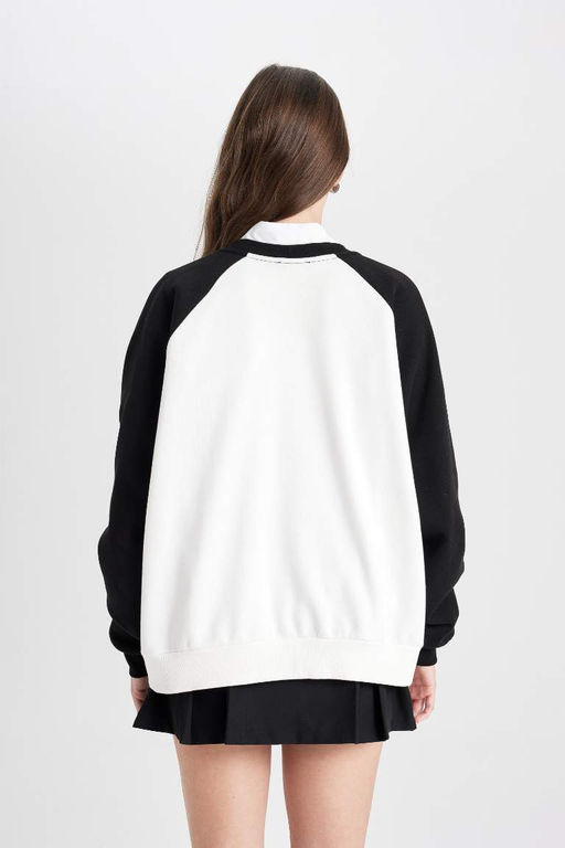 Толстовка свободного кроя с принтом и круглым вырезом Cool - Defacto фото 6