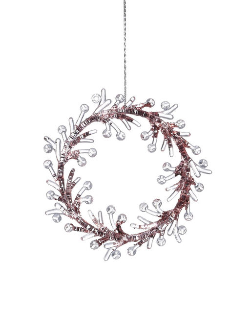 Цена за 2 шт. Ёлочная игрушка Зимнее волшебство. Венок сияние пластик, 1414 см, прозрачно-розовый фото 9