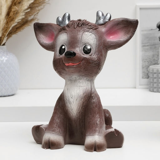 Копилка для денег Радостный олененок, гипс, коричневый, 24 см