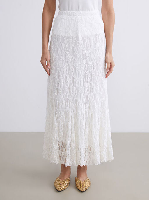 Beli Lastikli Dantelli Etek