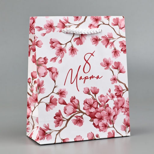 Цена за 4 шт. Пакет подарочный ламинированный 8 марта, S 12?15?5.5 см