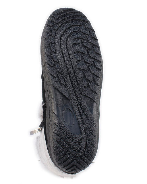 Унты женские на литой подошве. Черные., Замша. "Шиншилла". Короткие. Молния.