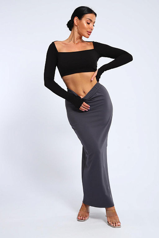 Юбка, футер (01056, черный макси) - Плиона фото 50