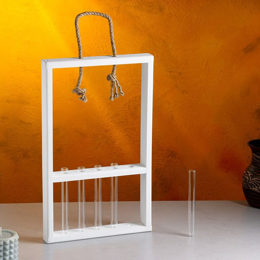 Подарочный ящик «Рамка», 26×4×40 см, деревянный, 5 колб, белый