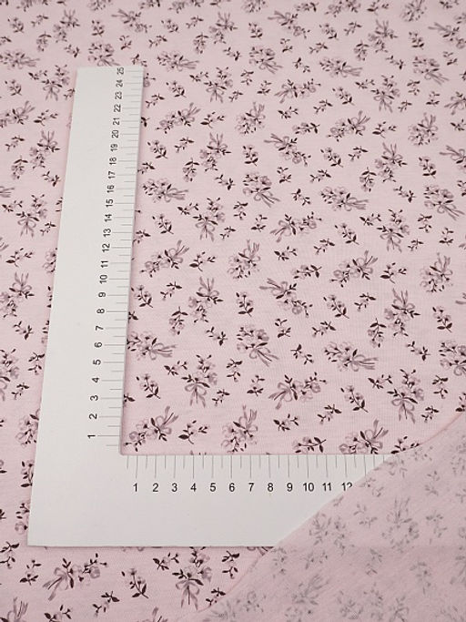 Трикотаж Кулир.гладь "Узелок нежности-серый букетик", ш.1.96м (0.98м*2, чулок), Пенье, хлопок-100%, 145гр/м.кв