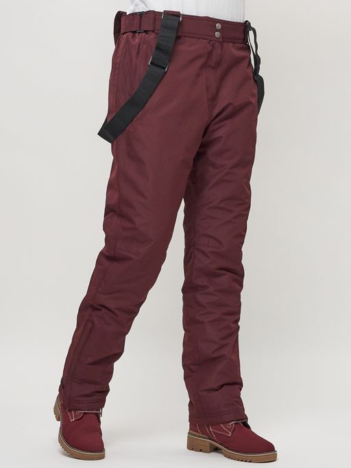 Полукомбинезон брюки горнолыжные женские big size бордового цвета 66413Bo - Colannia фото 7