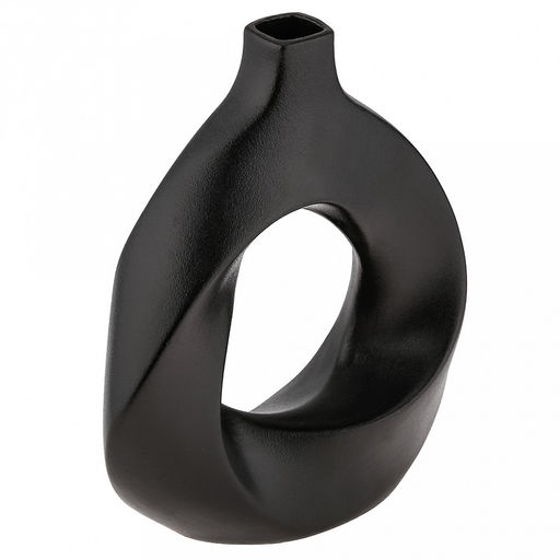 Ваза керамическая "Мадагаскар" 850мл, 21х7,5см h23,7см, горло - 2,5х2,5см, фактурный глянец, цвет - черный, в коробке (Китай)