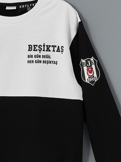 Bisiklet Yaka Be?ikta? Bask?l? Erkek ?ocuk Sweatshirt