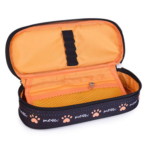 Пенал "I See You" 21x8x5 см, овальный для 50 предметов, с внутренним органайзером-створкой, плотный износостойкий полиэстер с водоотталкивающей пропиткой, на молнии