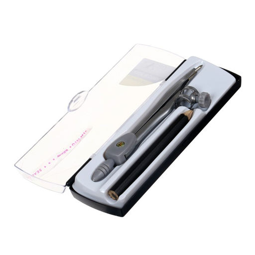 Циркуль металлический 125 мм, с карандашом, в пластиковом пенале (козья ножка), МИКС - Calligrata фото 4