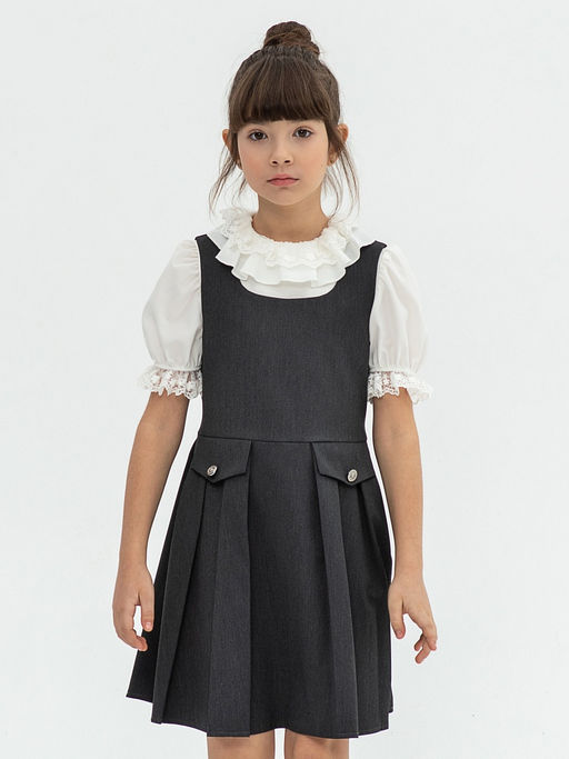 Серый школьный сарафан для девочки Mooriposh, модель 0245