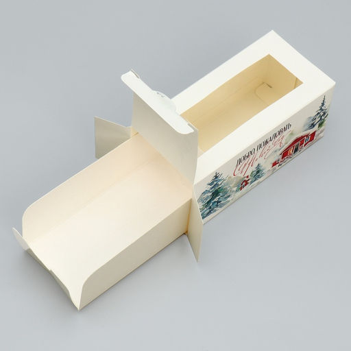 Цена за 5 шт. Коробка для макарун «Добро пожаловать» 12×5.5×5.5 см