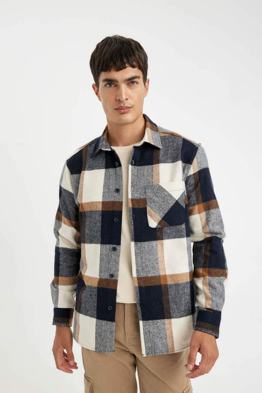 Рубашка Lumberjack с длинными рукавами и воротником-поло стандартного кроя в клетку - Defacto фото 3