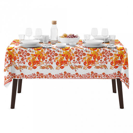 "Жар-птица" Скатерть 180х145см, длина стола до 140см, на 6 персон, хлопок "Комфорт" 171г/м2, "Домашняя мода" (Россия)