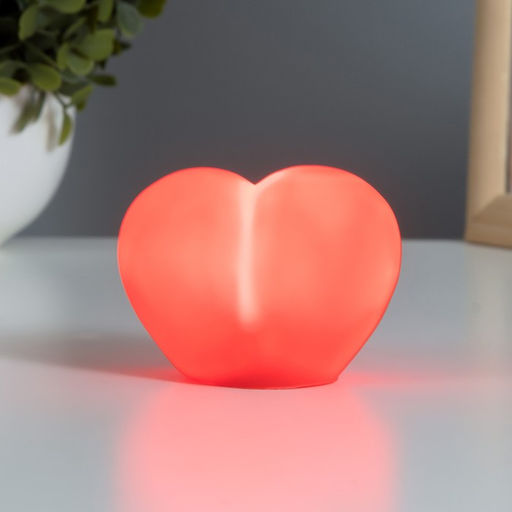 Фигурка светящаяся RISALUX «Сердце», LED-ночник, 2 Вт, красный, пластик, 4×7.5×5 см