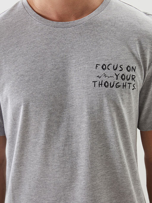 Bisiklet Yaka Bask?l? Erkek Ti??rt