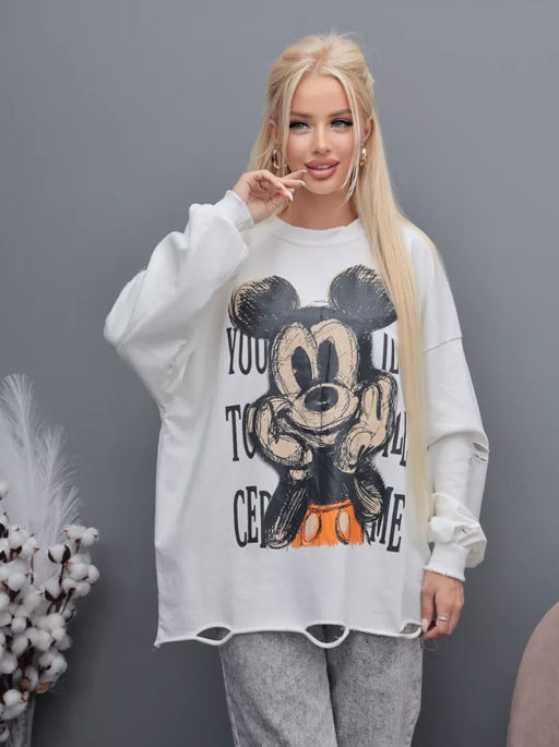 K11867 Свитшот (плотный хлопок) БЕЛЫЙ