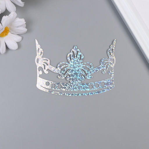 Наклейка бумага, пластик «Тиара», голография серебро, набор 12 шт. 3 размера