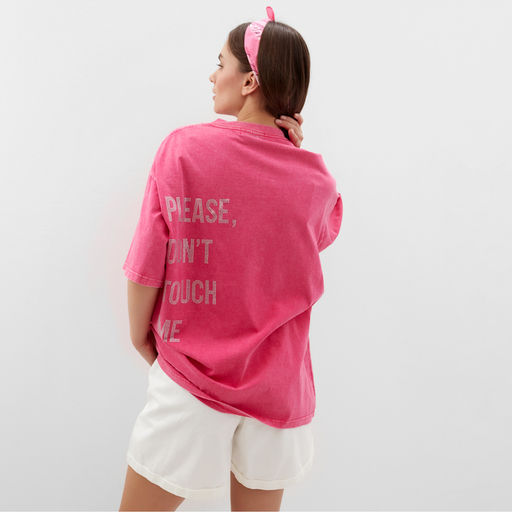 Футболка из вареного хлопка женская Mist Don&apos;t touch me, размер S, розовая