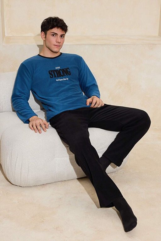 _ndigo Regular Kesim Slogan Nak__l_ Polar/K__l_k Pijama Tak_m_ TMNAW26PT00038 - Trendyolmilla фото 2