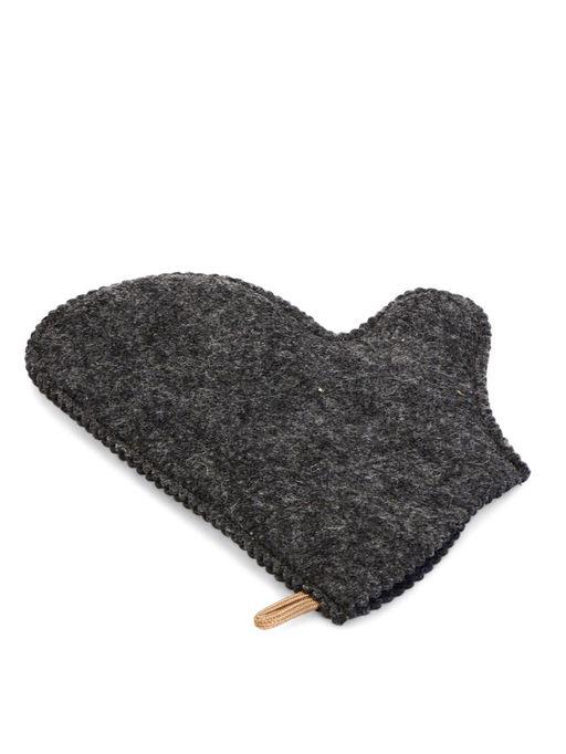 Рукавица для бани и сауны «Русские традиции», шерсть 50%, полиэфир 50%, серая