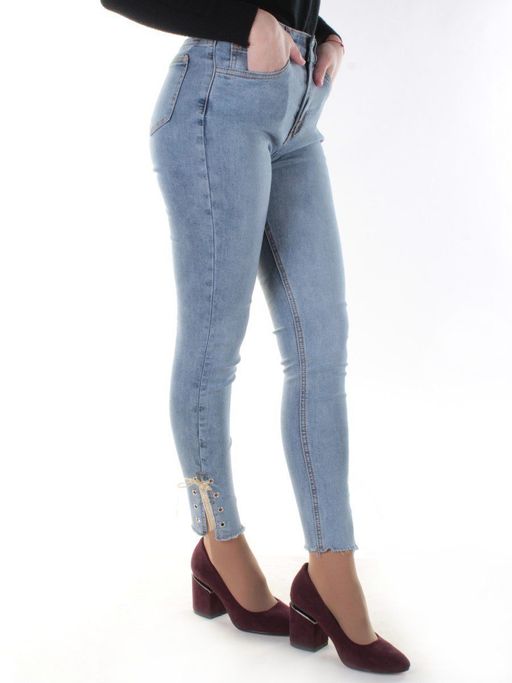 0047 GRAY/BLUE Джинсы женские зауженные YTD JEANS