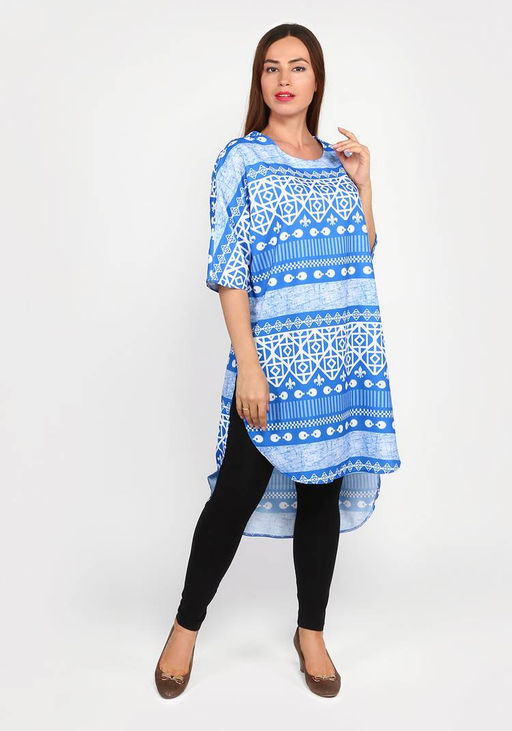 Туника удлиненная свободного кроя синий