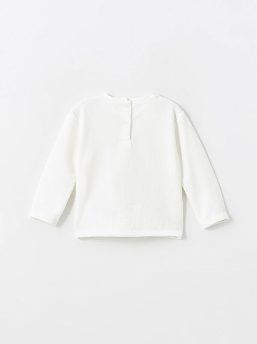 Bisiklet Yaka Bask?l? K?z Bebek Sweatshirt