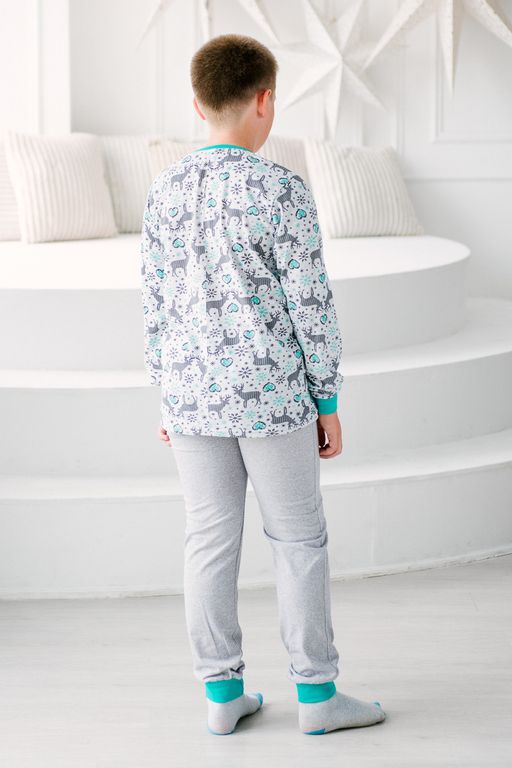 Пижама подростковая из джемпера и брюк из кулирки Олененок ментол - Амадэль фото 5