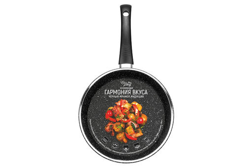 Сковорода глубокая 24 см ГАРМОНИЯ ВКУСА Черный мрамор ИНДУКЦИЯ, С КР. ф24, н/р, 43*25*12 см - Elan gallery фото 12