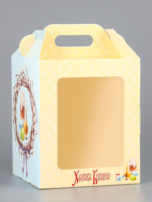 Цена за 5 шт. Коробка подарочная пасхальная с окном, с фронтальной загрузкой Верба 15?15?18 см