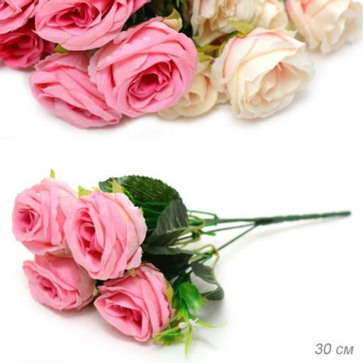Цветок искусственный Букет роз 30 см / WH-33 /уп 200/600/ - Галеонтрейд фото 4